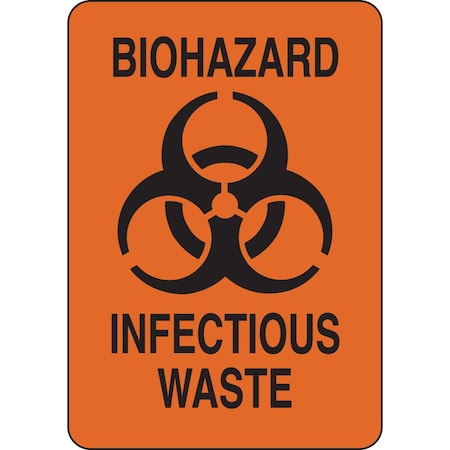 Brady Biohazard Sign, 10 in H, 7 in W, Plastic, Rectangle, English, 126637 126637